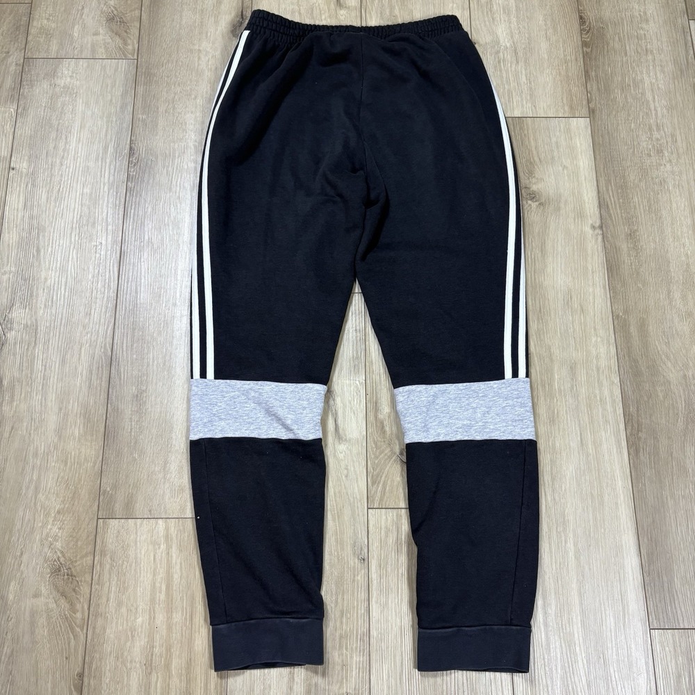Adidas Joggers Mens Medium Black Drawstring Knit Workout Big Spell Out Logo - Picture 8 of 8